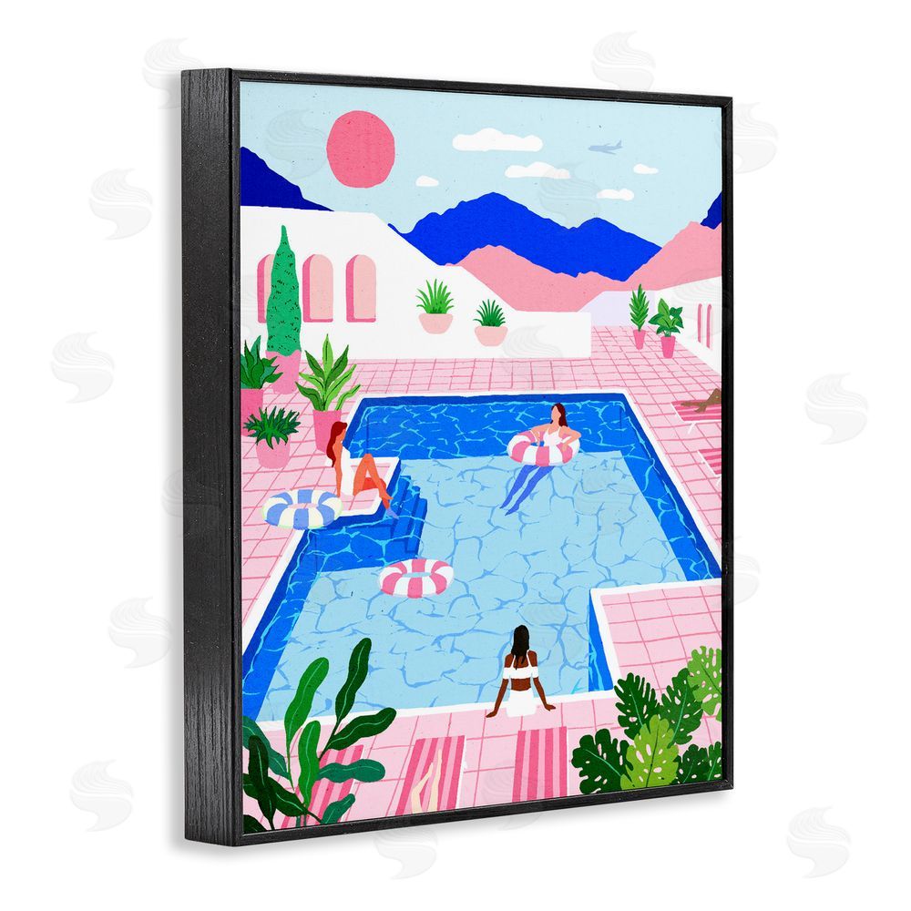 Ziwei Li Hanging By The Pool Resort Black Framed Giclee Wall Art Print