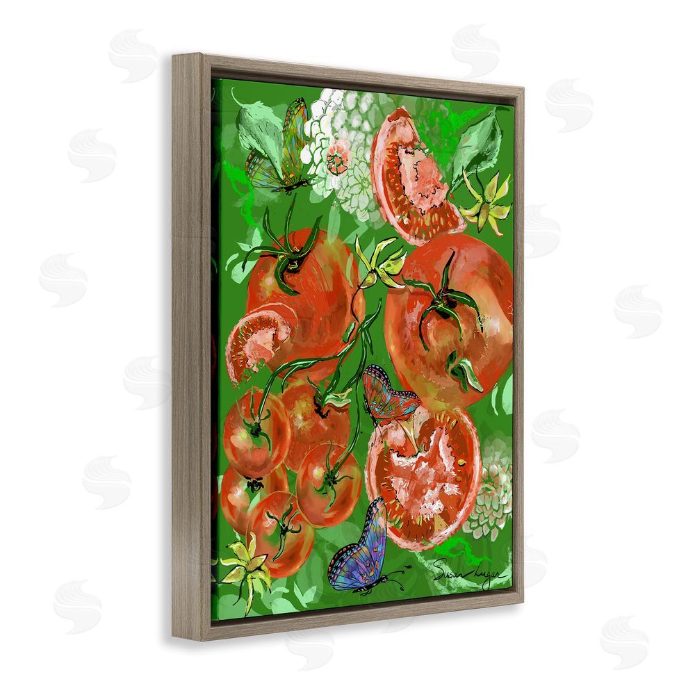 Susan Lugar Tomatoes Swirl Collage Brown Floating Frame Canvas Wall Art Print