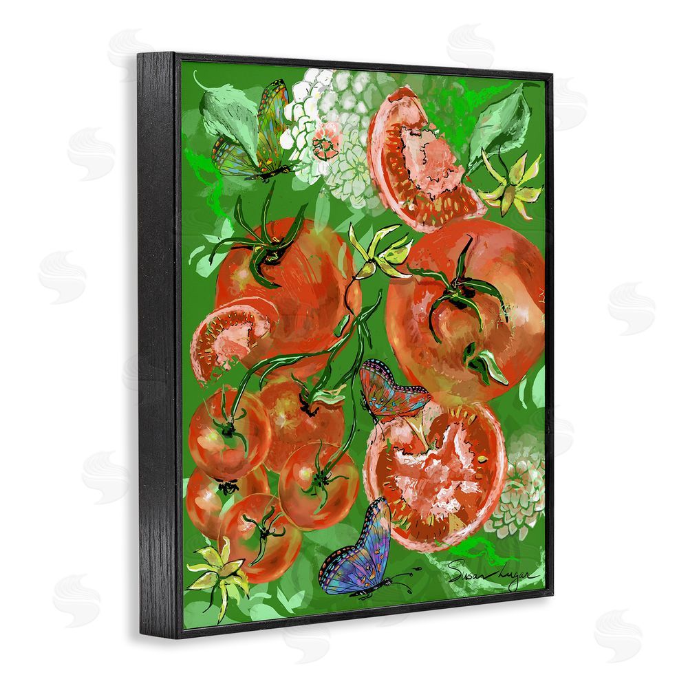 Susan Lugar Tomatoes Swirl Collage Black Framed Giclee Wall Art Print