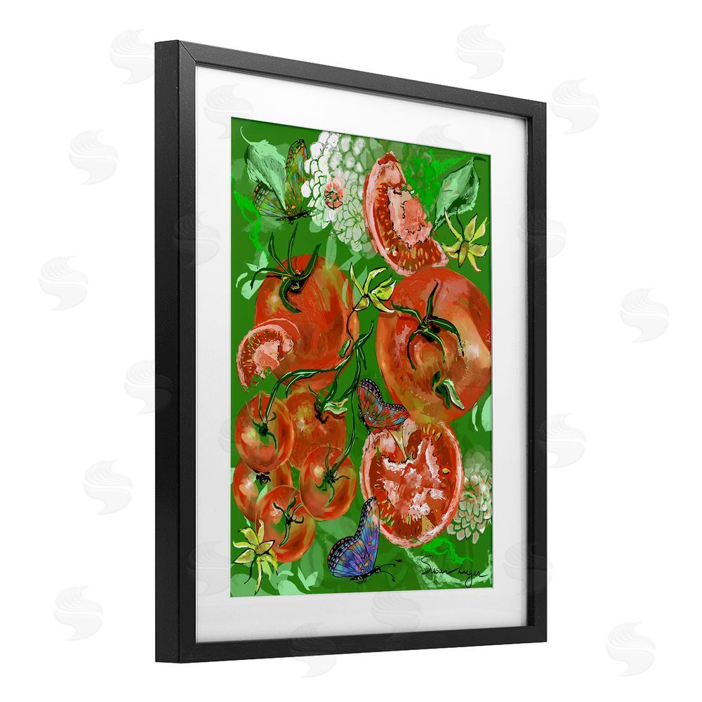 Susan Lugar Tomatoes Swirl Collage Black Framed Print Under Glass Wall Art