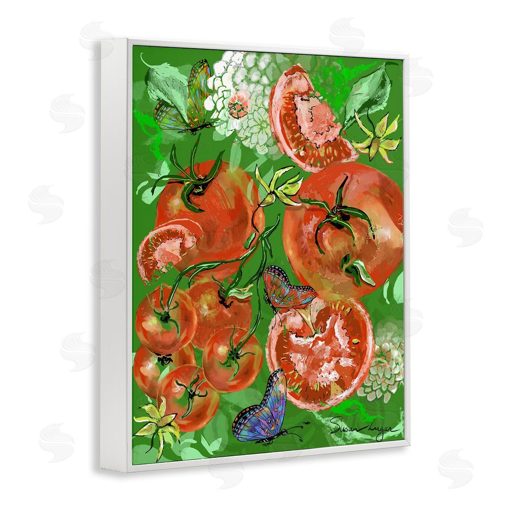 Susan Lugar Tomatoes Swirl Collage White Framed Giclee Wall Art Print