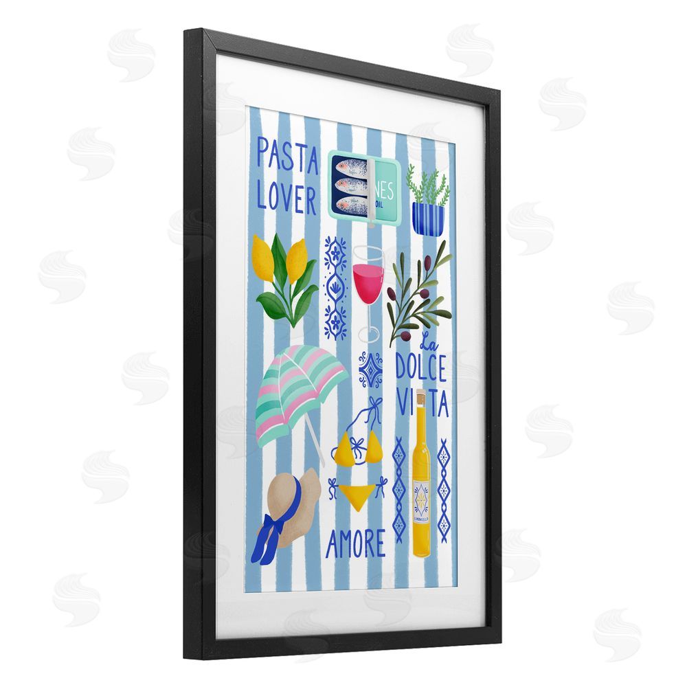 Metka Hiti Pasta Lover Mediterranean Black Framed Print Under Glass Wall Art