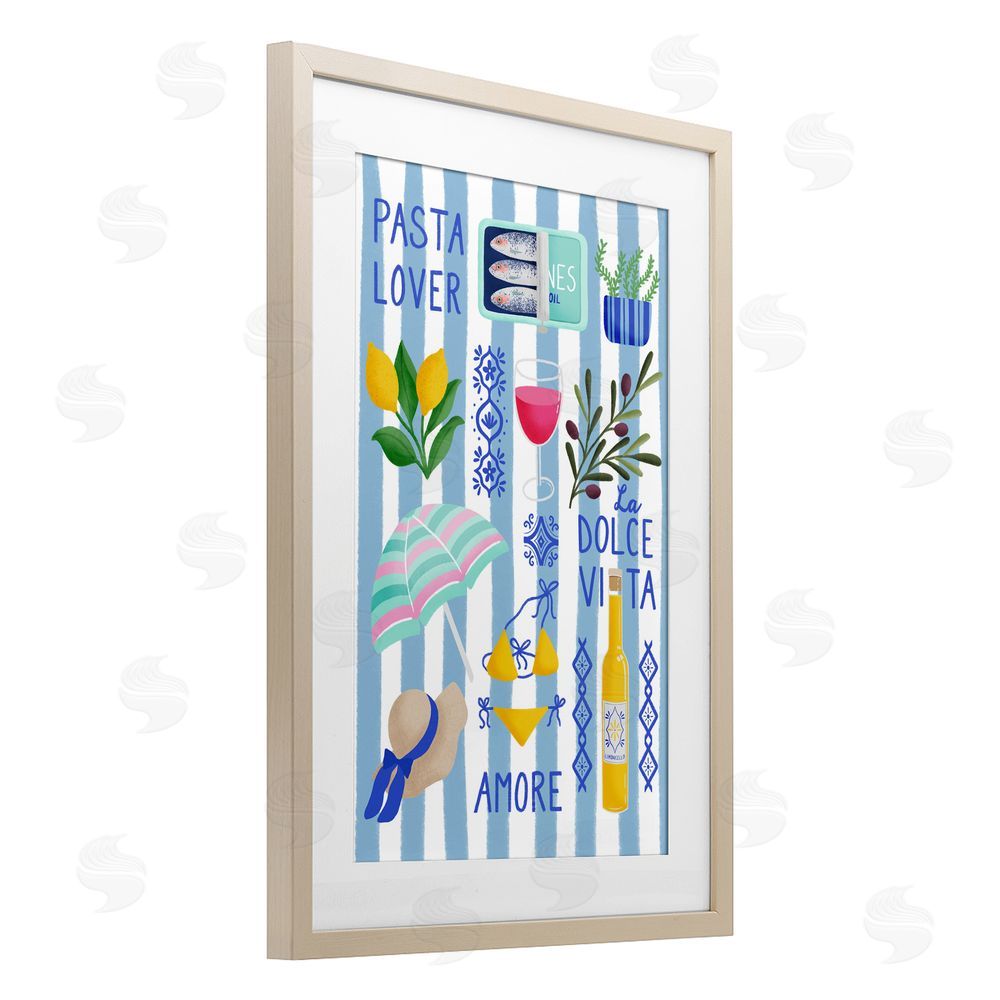 Metka Hiti Pasta Lover Mediterranean Brown Framed Print Under Glass Wall Art