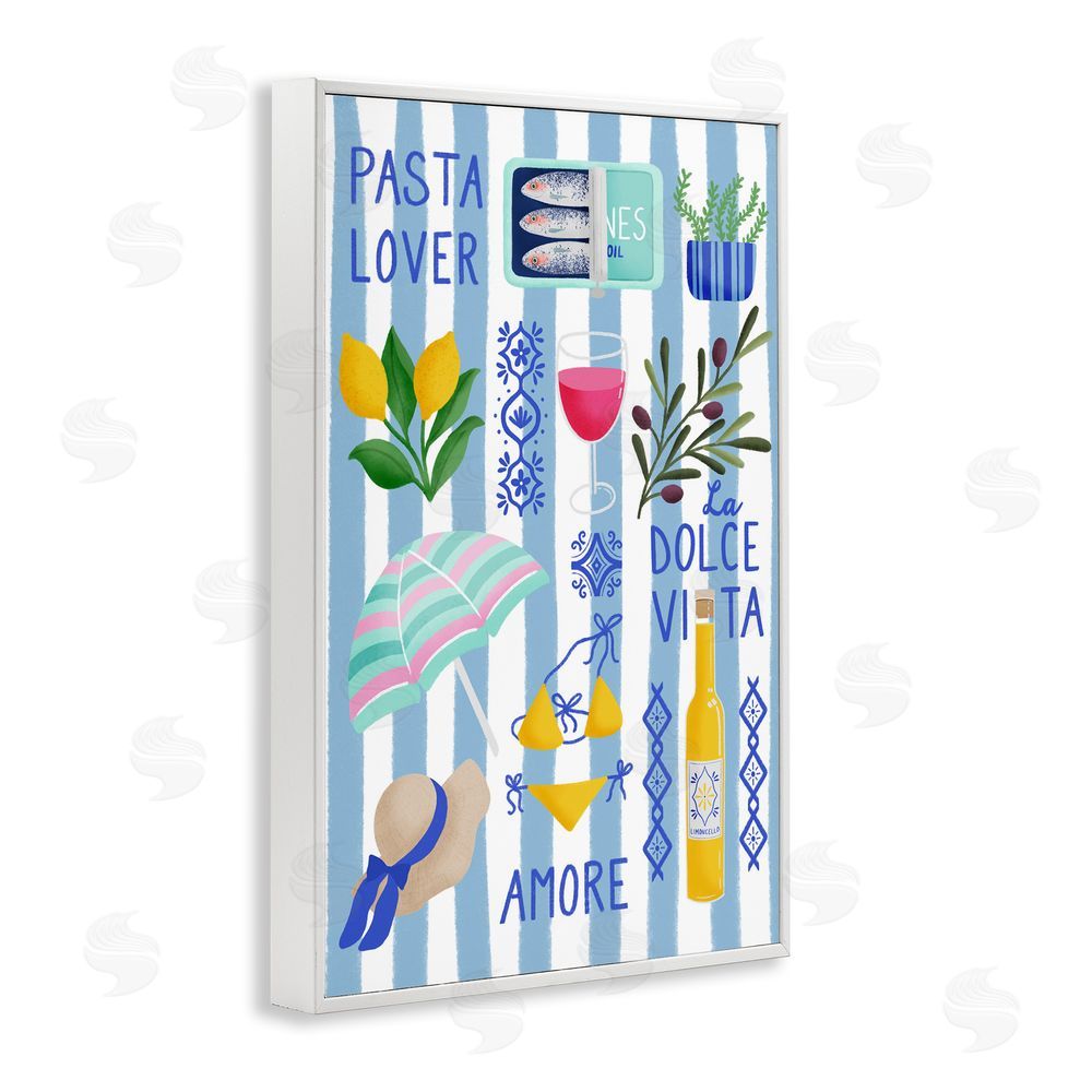 Metka Hiti Pasta Lover Mediterranean White Framed Giclee Wall Art Print