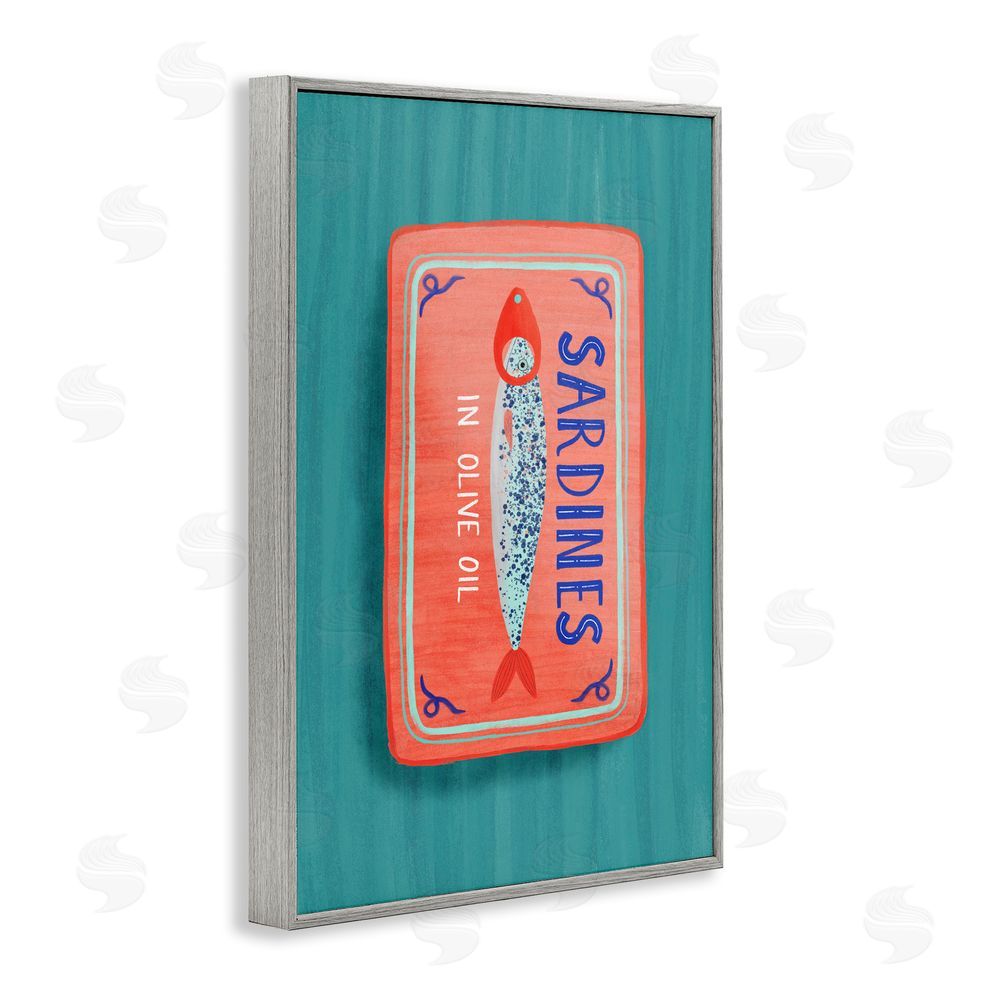Metka Hiti Sardines Olive Oil Seafood Gray Framed Giclee Wall Art Print