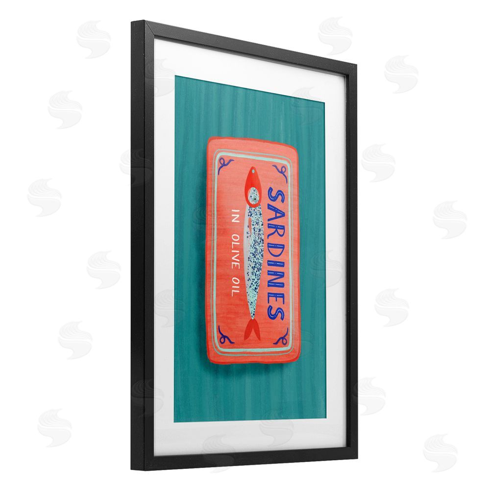 Metka Hiti Sardines Olive Oil Seafood Black Framed Print Under Glass Wall Art