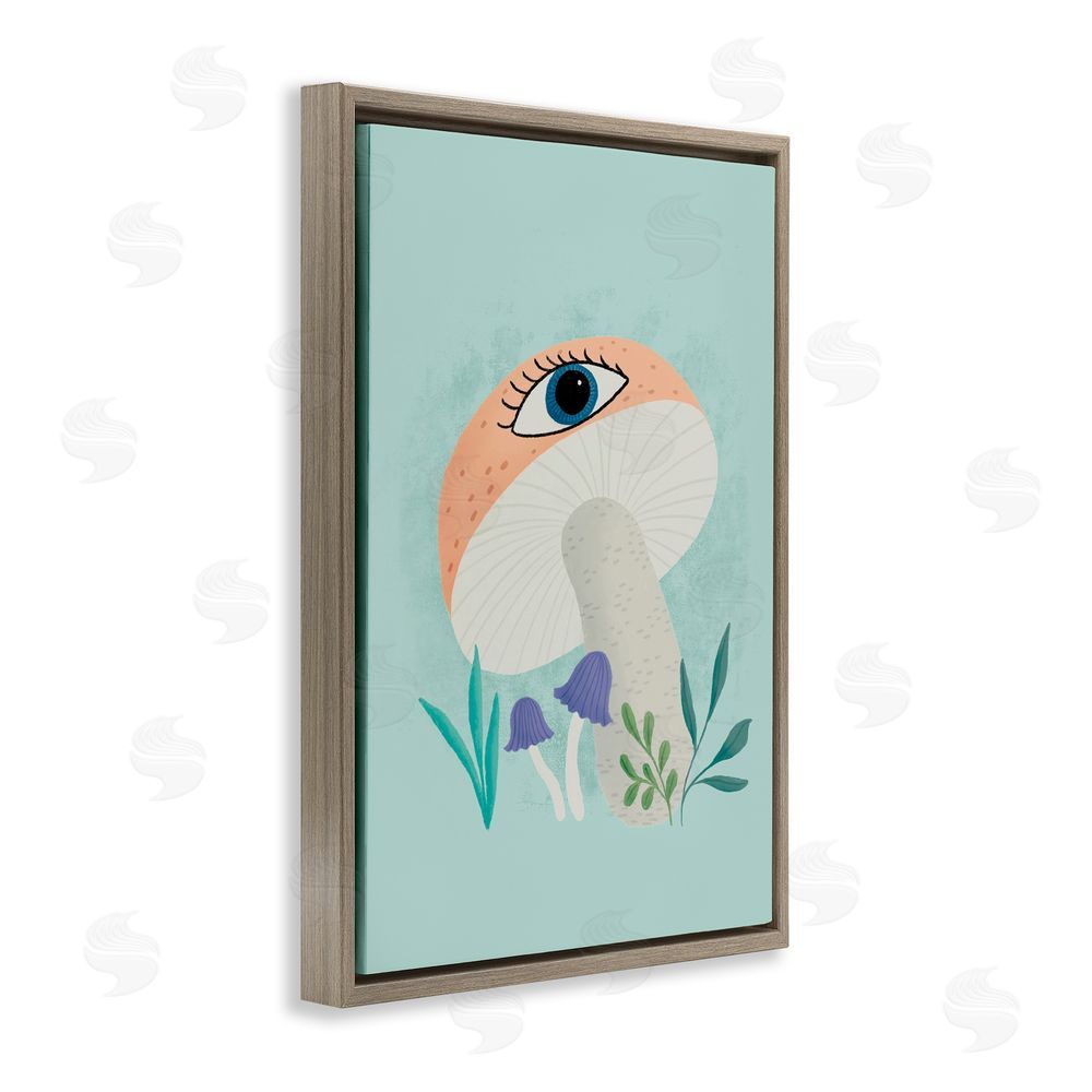 Metka Hiti Mushroom with Mystical Eye Brown Floating Frame Canvas Wall Art Print