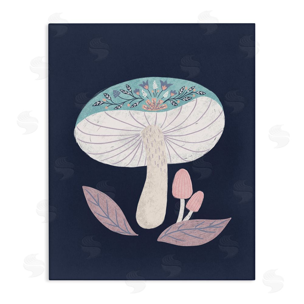 Metka Hiti Floral Cottage Mushroom Stretched Canvas Wall Art Print