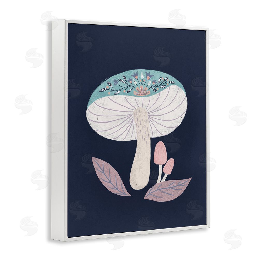 Metka Hiti Floral Cottage Mushroom White Framed Giclee Wall Art Print