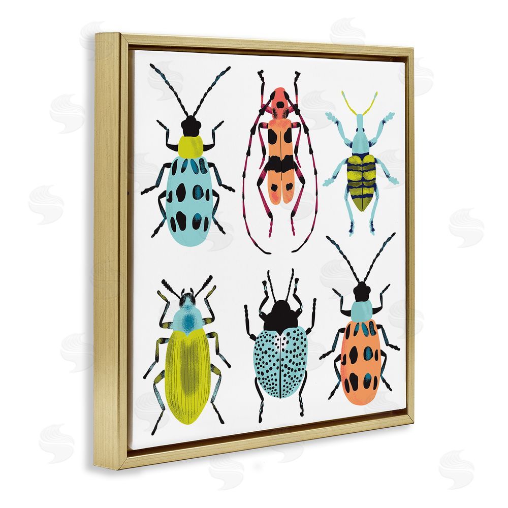 Metka Hiti Beetles & Bugs Collection Gold Floating Frame Canvas Wall Art Print