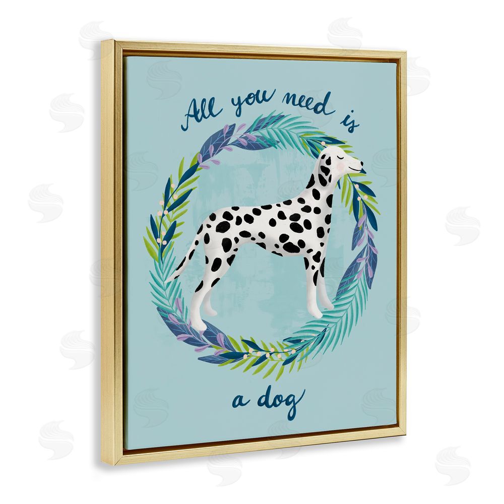 Metka Hiti All You Need Is A Dog Gold Floating Frame Canvas Wall Art Print