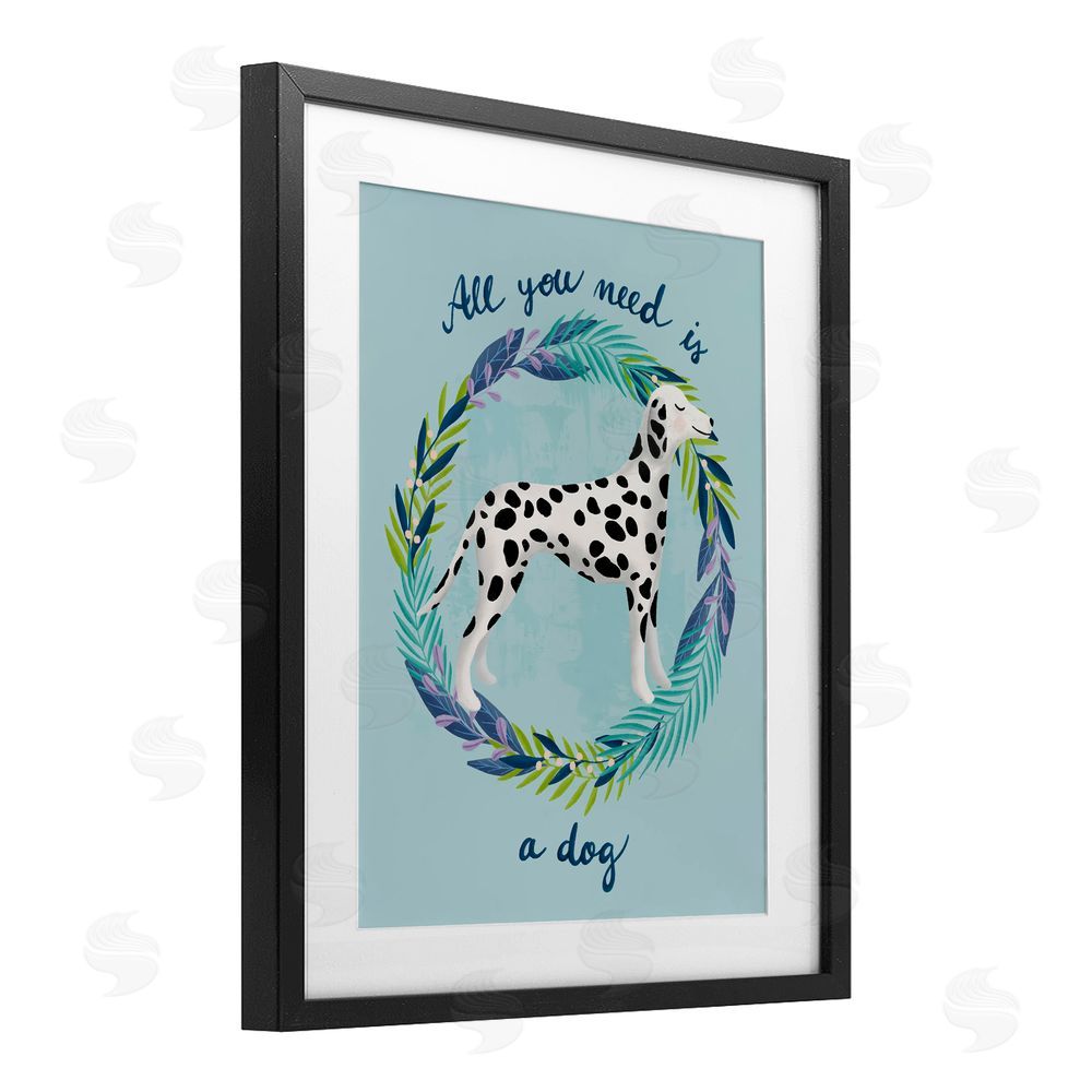 Metka Hiti All You Need Is A Dog Black Framed Print Under Glass Wall Art