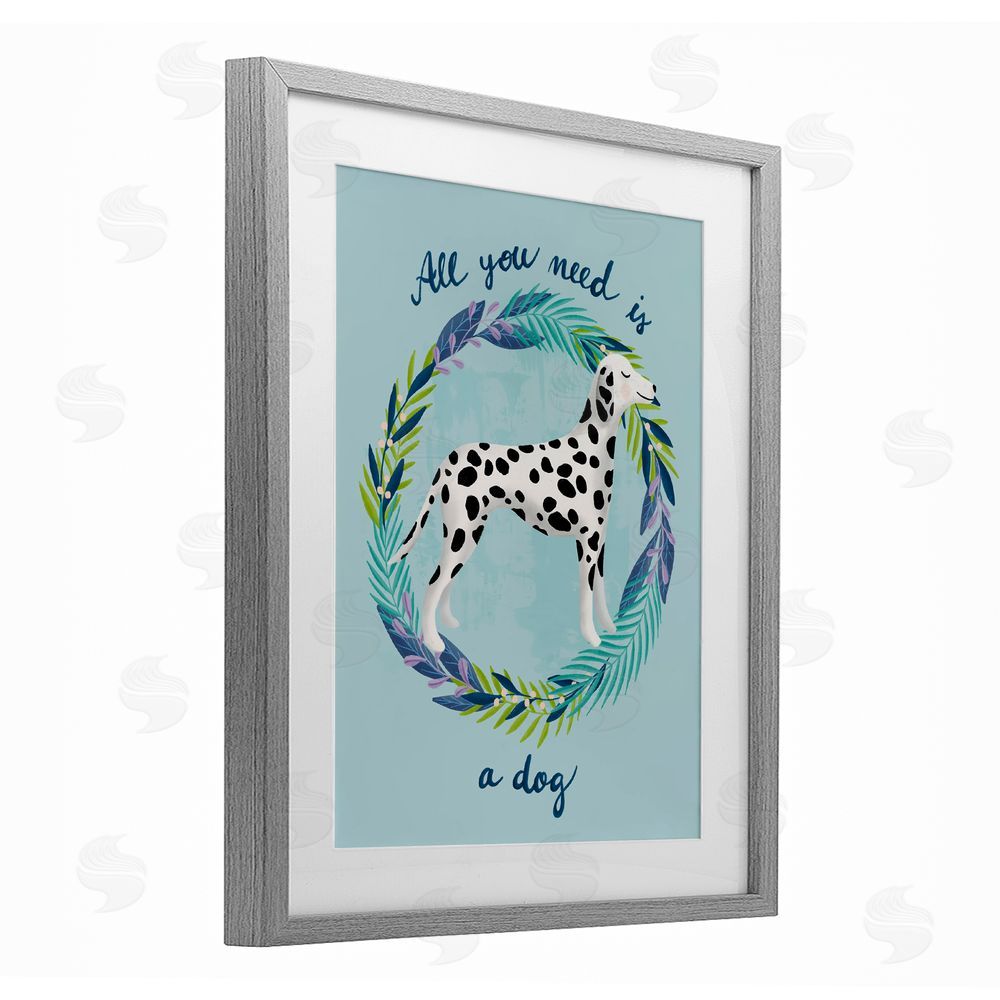 Metka Hiti All You Need Is A Dog Gray Framed Print Under Glass Wall Art