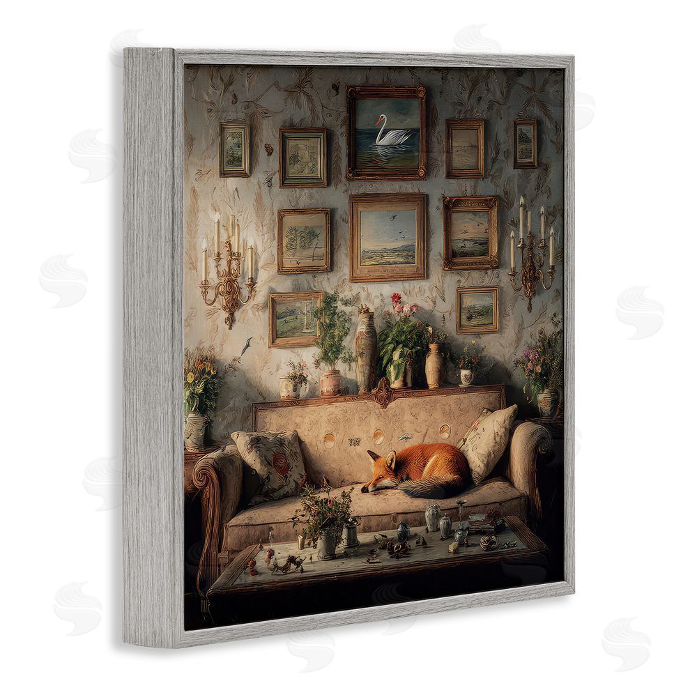 The Wands Want Vintage Parlor with Fox Gray Framed Giclee Wall Art Print