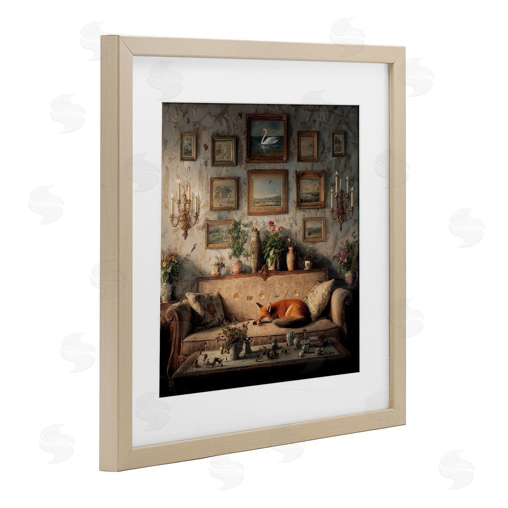 The Wands Want Vintage Parlor with Fox Brown Framed Print Under Glass Wall Art