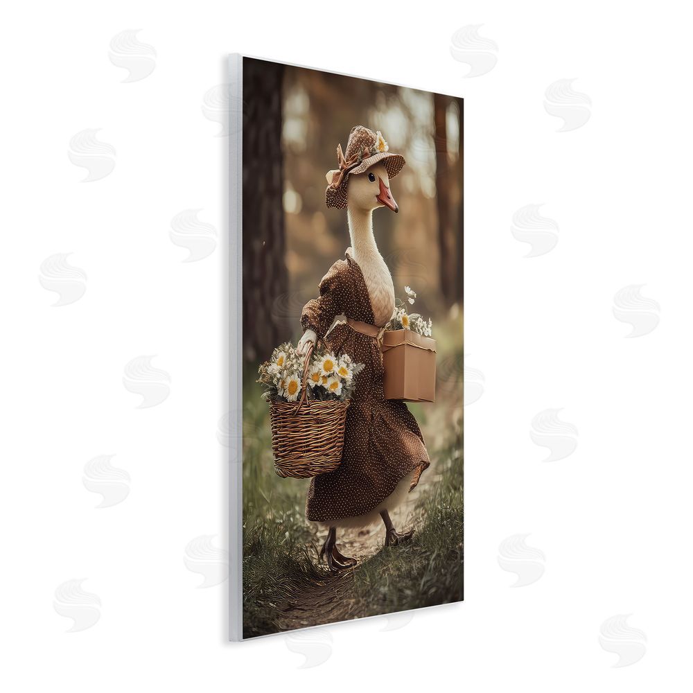 The Wands Want Mother Goose with Flowers Wooden Wall Plaque Art Print