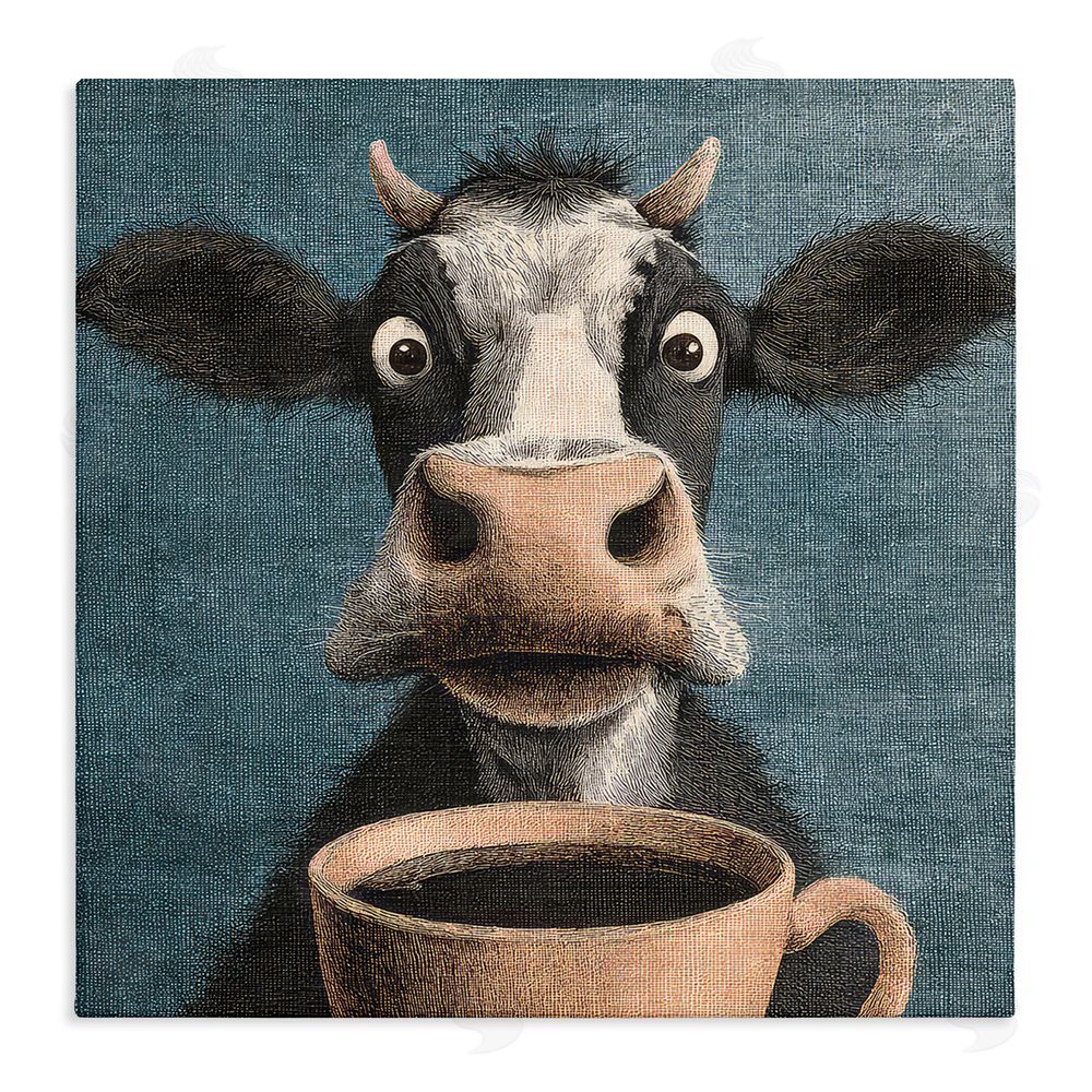 The Wands Want Grumpy Cow & Coffee Stretched Canvas Wall Art Print