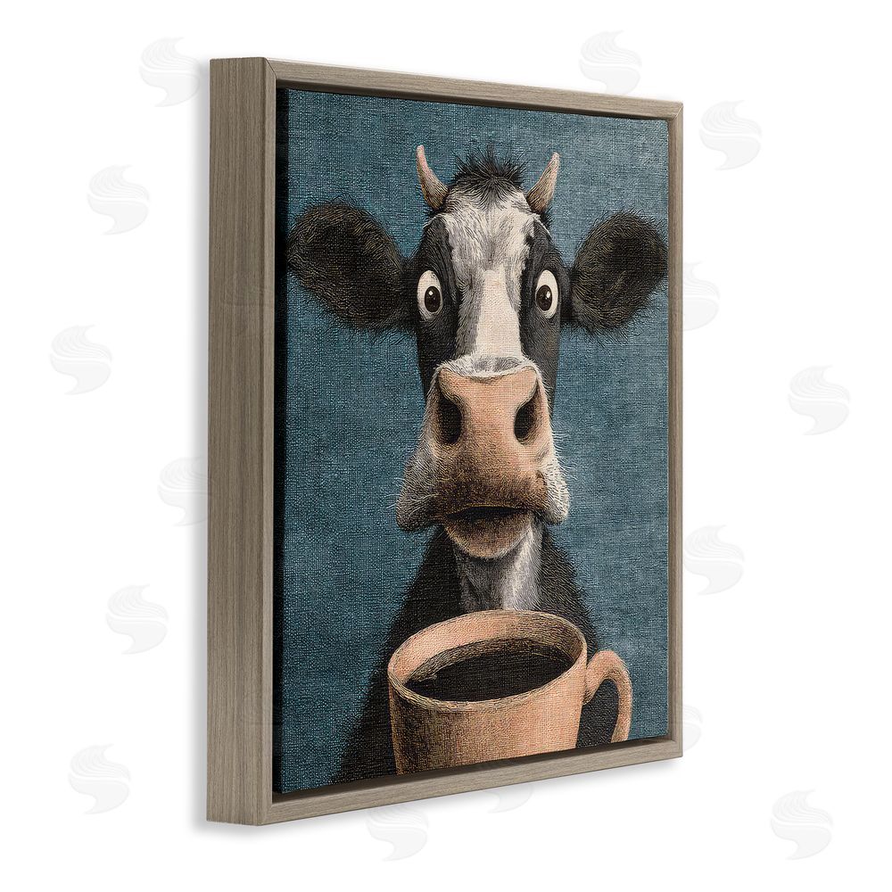 The Wands Want Grumpy Cow & Coffee Brown Floating Frame Canvas Wall Art Print