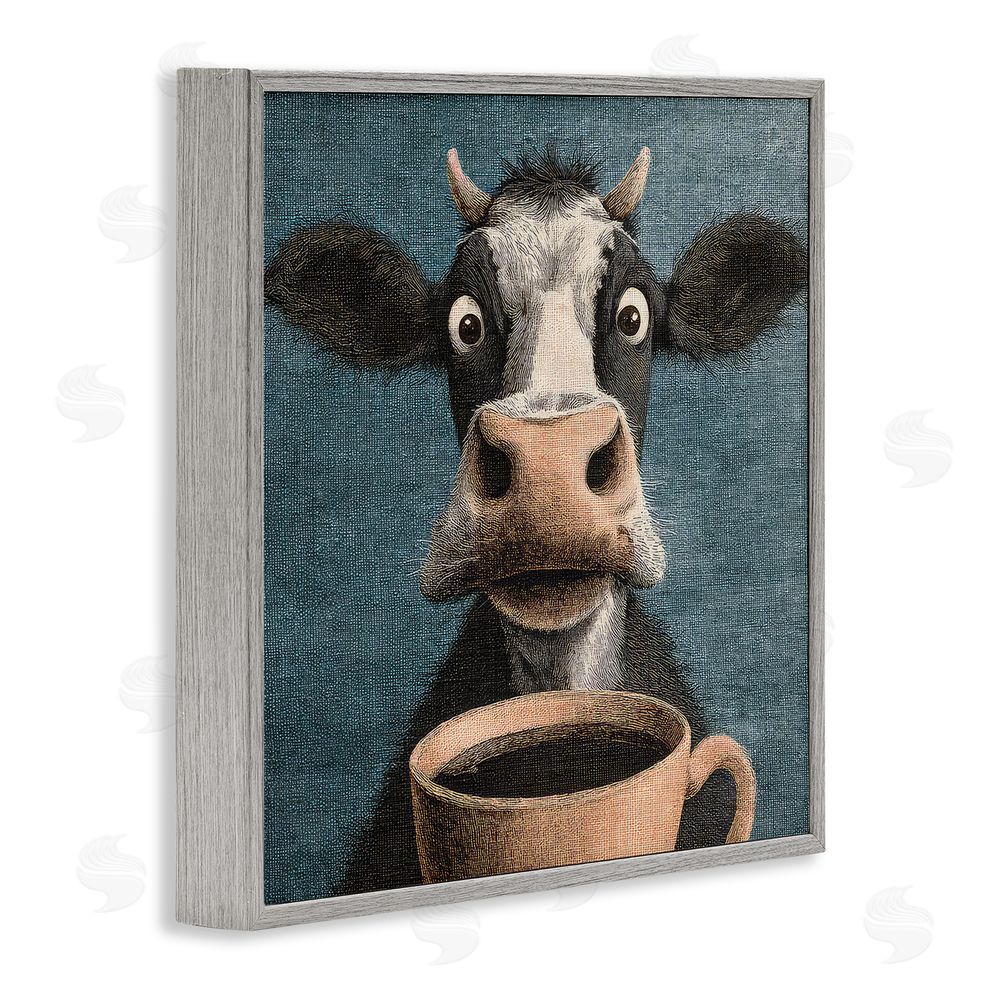 The Wands Want Grumpy Cow & Coffee Gray Framed Giclee Wall Art Print
