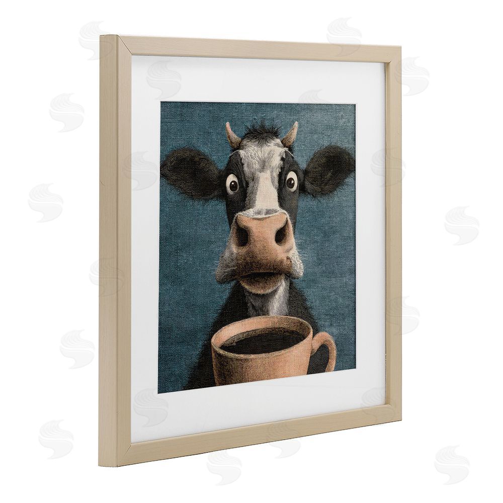 The Wands Want Grumpy Cow & Coffee Brown Framed Print Under Glass Wall Art
