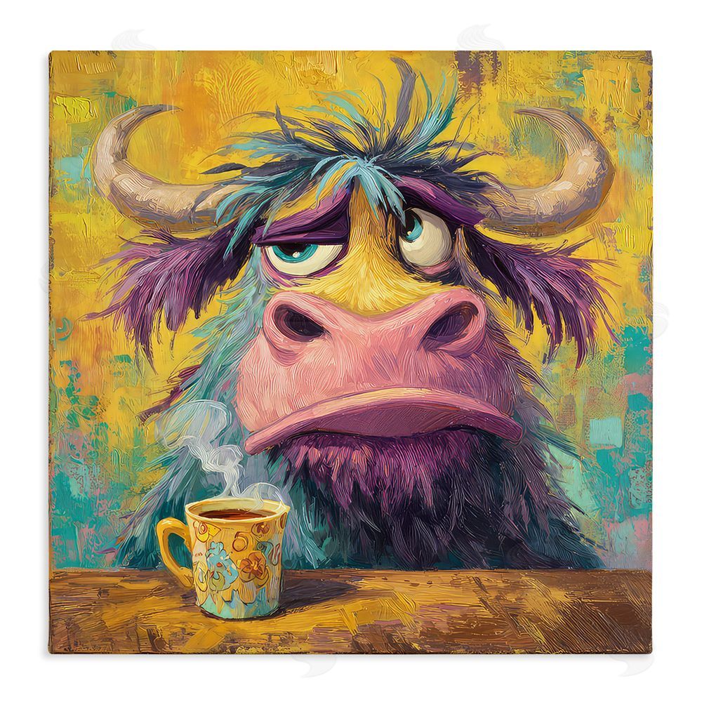The Wands Want Grumpy Cow & Mug Stretched Canvas Wall Art Print