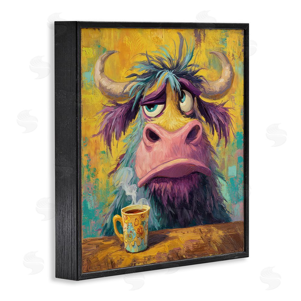 The Wands Want Grumpy Cow & Mug Black Framed Giclee Wall Art Print