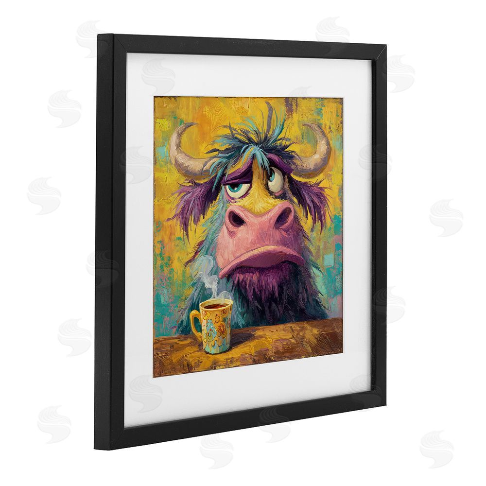 The Wands Want Grumpy Cow & Mug Black Framed Print Under Glass Wall Art