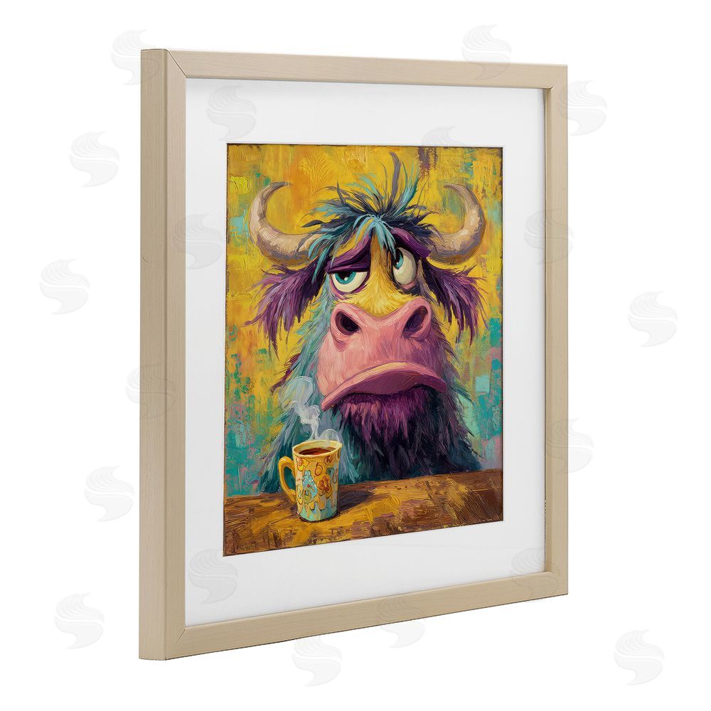 The Wands Want Grumpy Cow & Mug Brown Framed Print Under Glass Wall Art