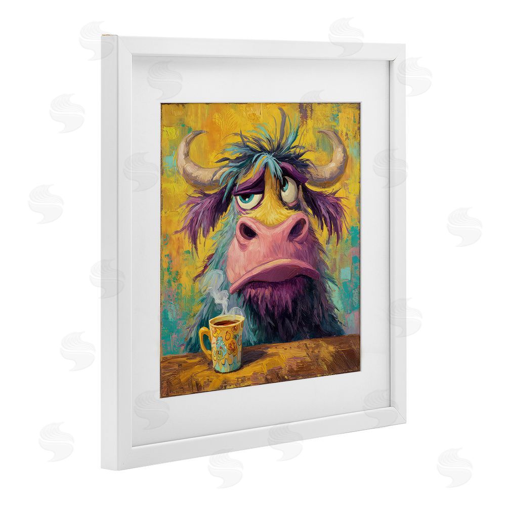 The Wands Want Grumpy Cow & Mug White Framed Print Under Glass Wall Art