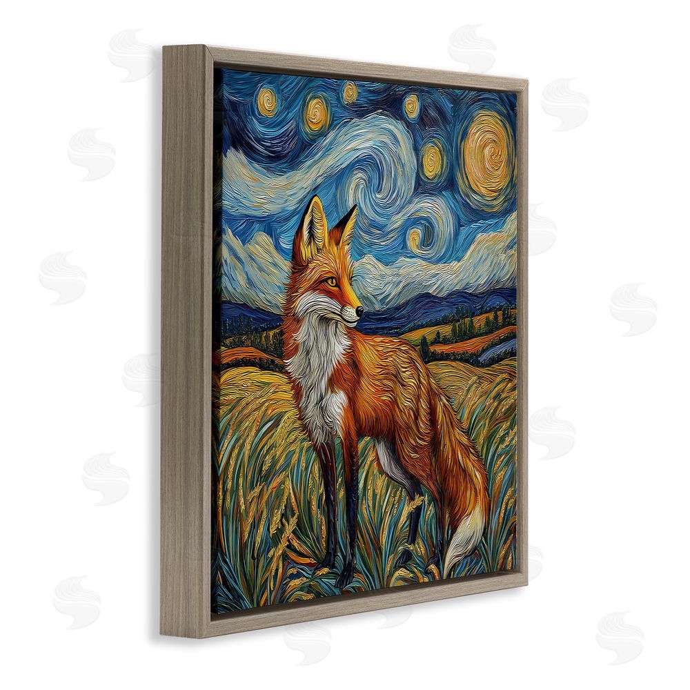 The Wands Want Swirling Impressionist Fox Brown Floating Frame Canvas Wall Art Print