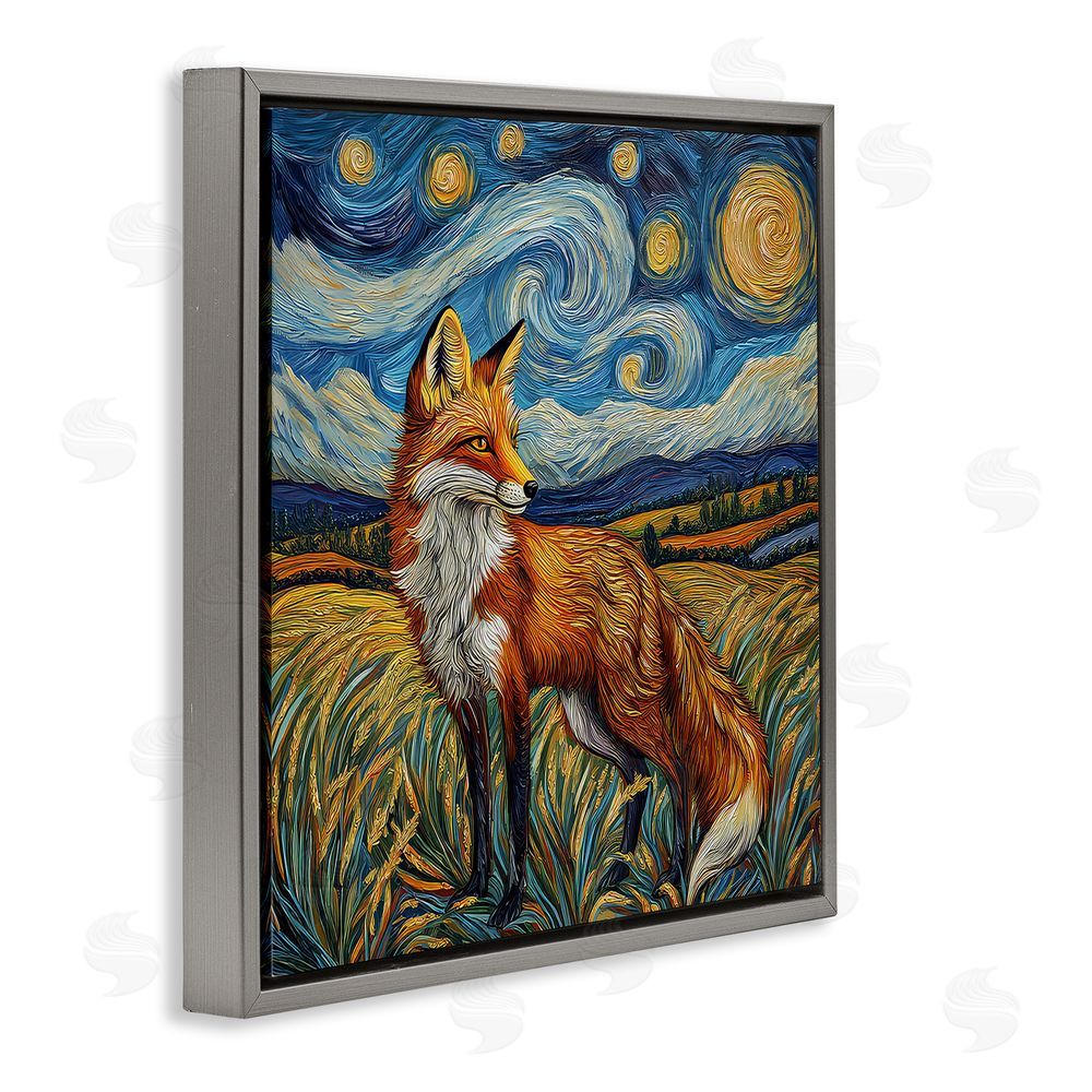 The Wands Want Swirling Impressionist Fox Gray Floating Frame Canvas Wall Art Print