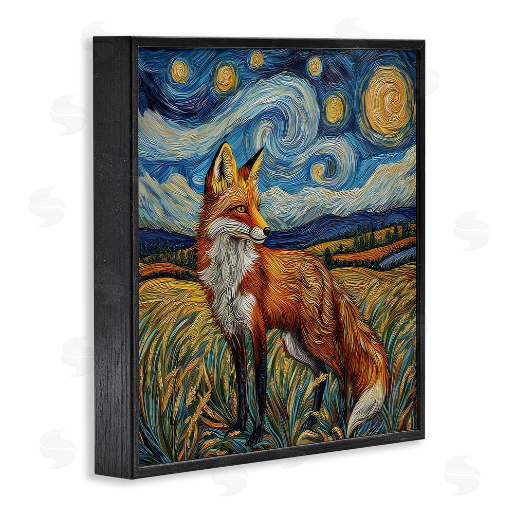 The Wands Want Swirling Impressionist Fox Black Framed Giclee Wall Art Print