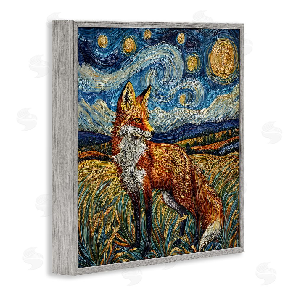 The Wands Want Swirling Impressionist Fox Gray Framed Giclee Wall Art Print