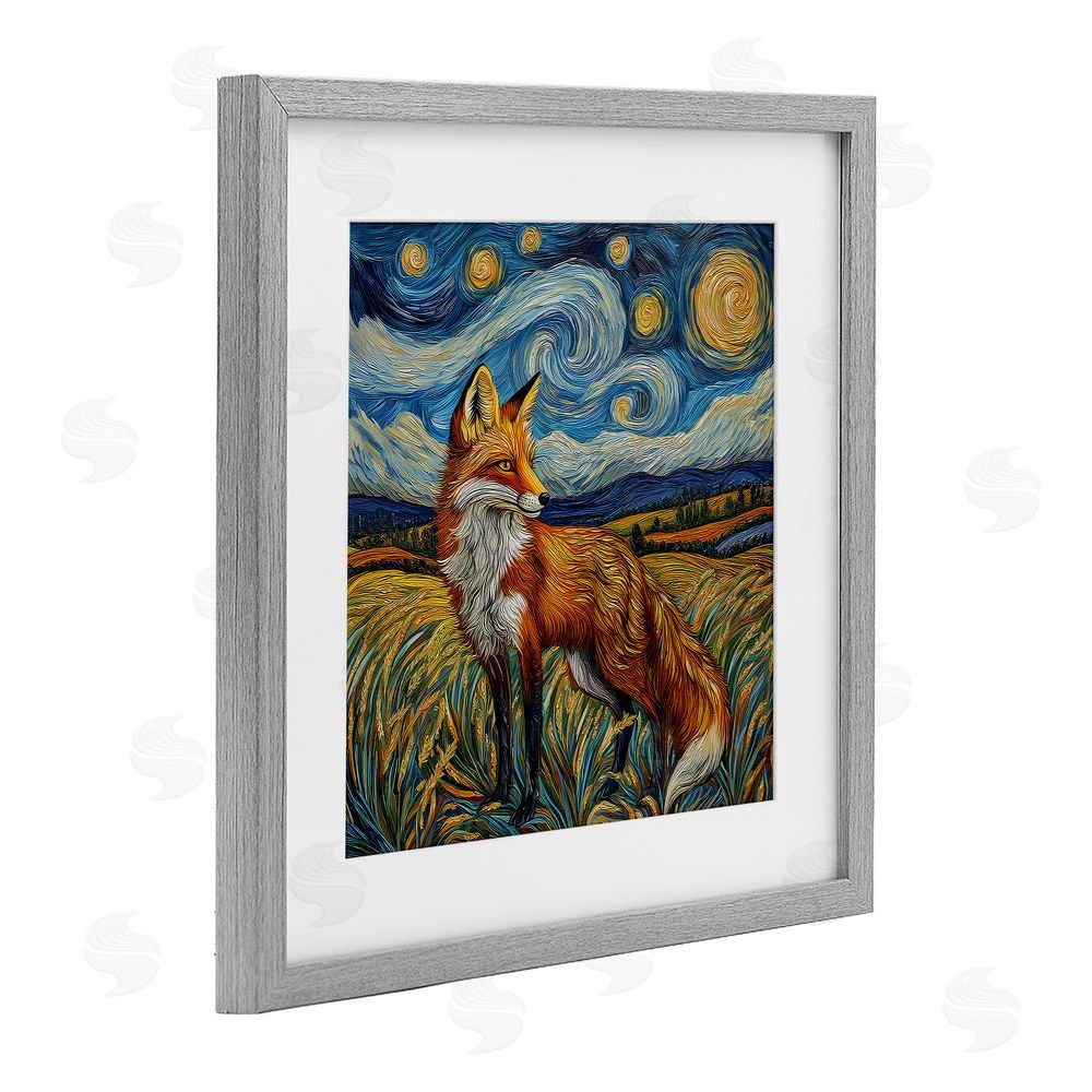 The Wands Want Swirling Impressionist Fox Gray Framed Print Under Glass Wall Art