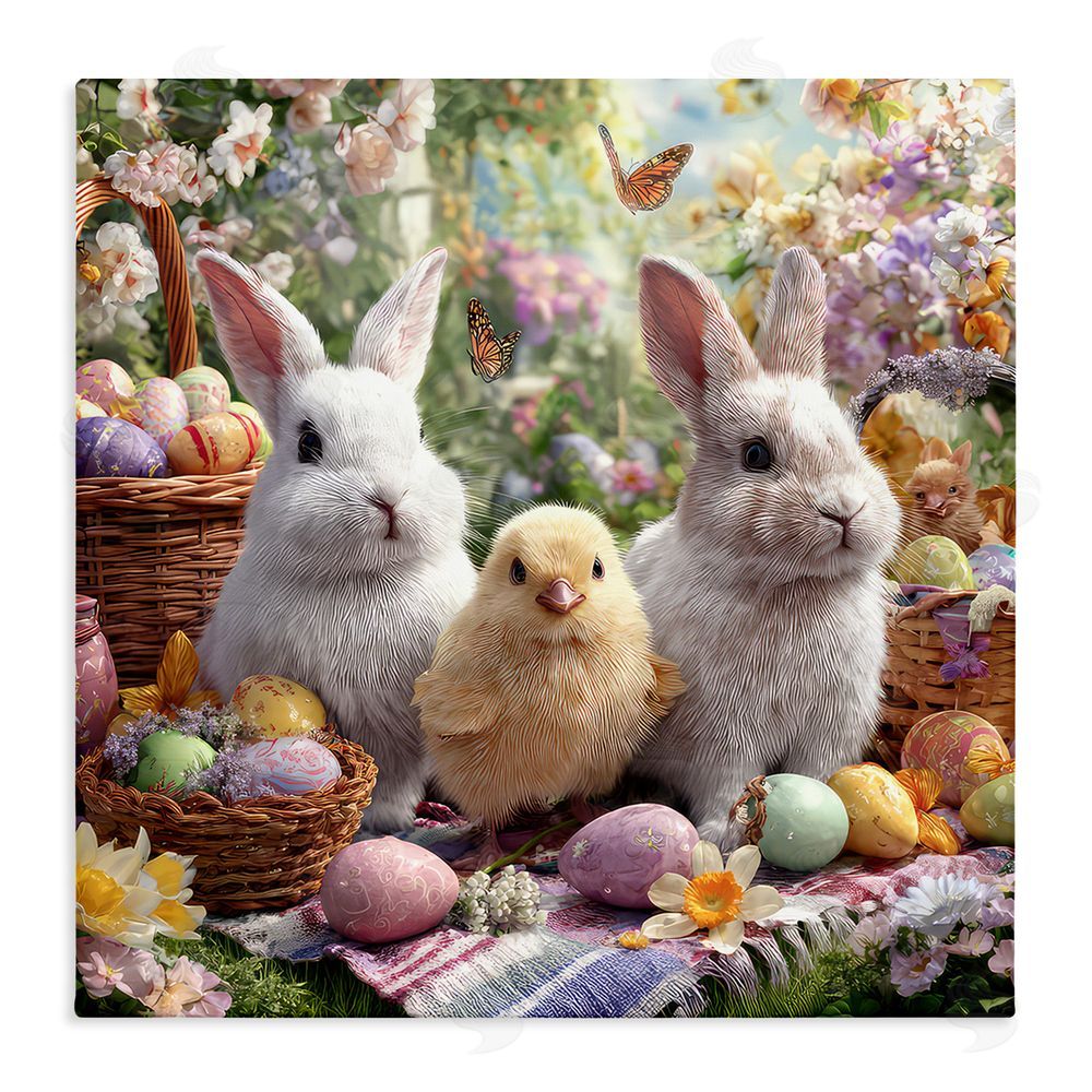 The Wands Want Easter Animals & Eggs Stretched Canvas Wall Art Print