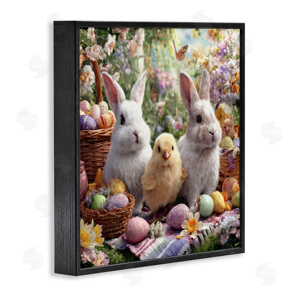The Wands Want Easter Animals & Eggs Black Framed Giclee Wall Art Print