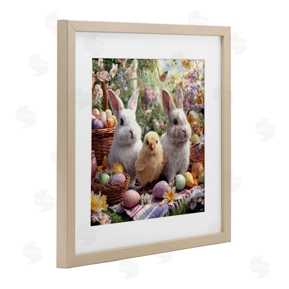 The Wands Want Easter Animals & Eggs Brown Framed Print Under Glass Wall Art