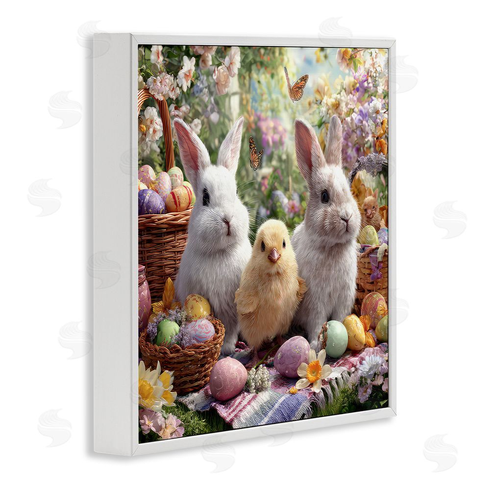 The Wands Want Easter Animals & Eggs White Framed Giclee Wall Art Print