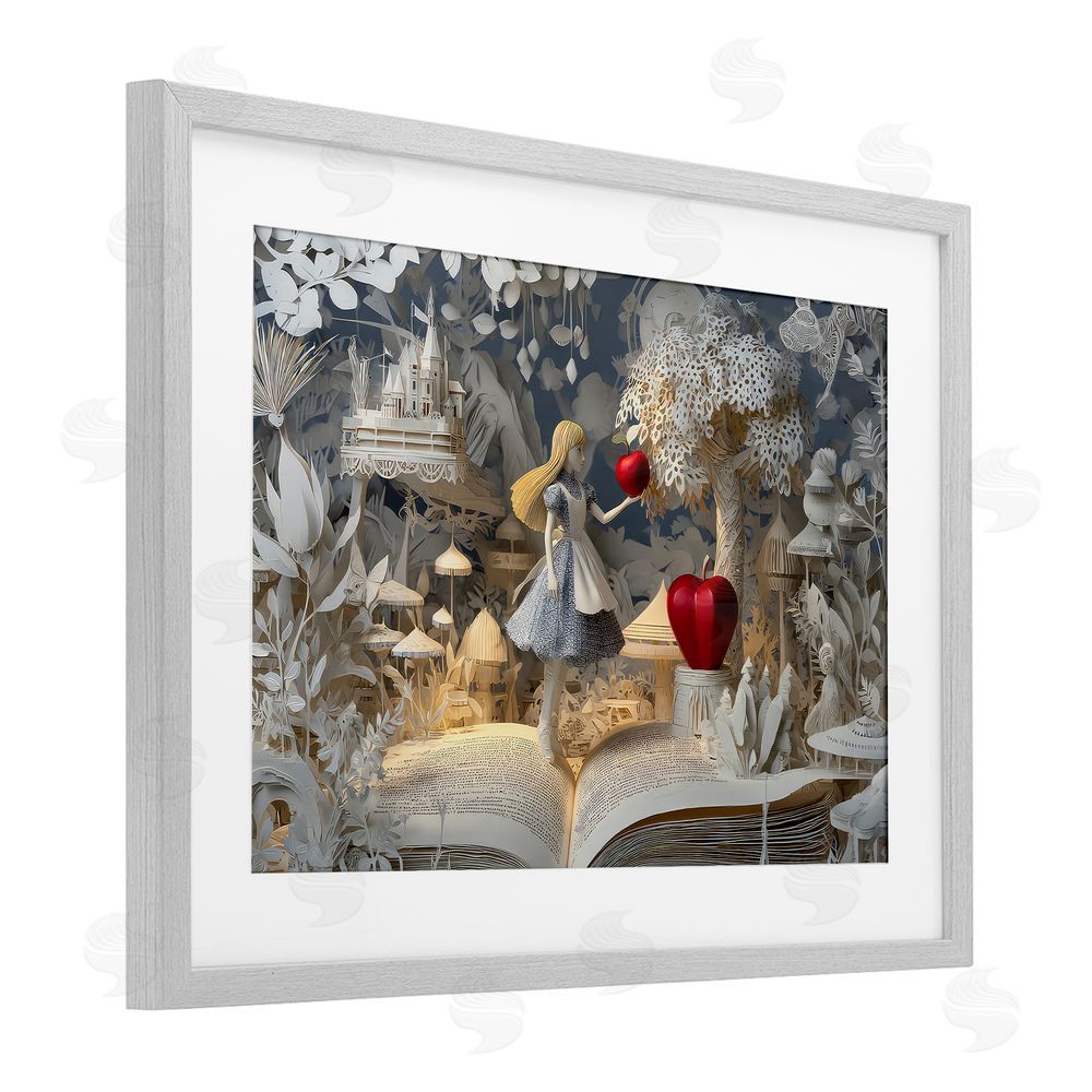 The Wands Want Fairytale Scene Papercraft Gray Framed Print Under Glass Wall Art