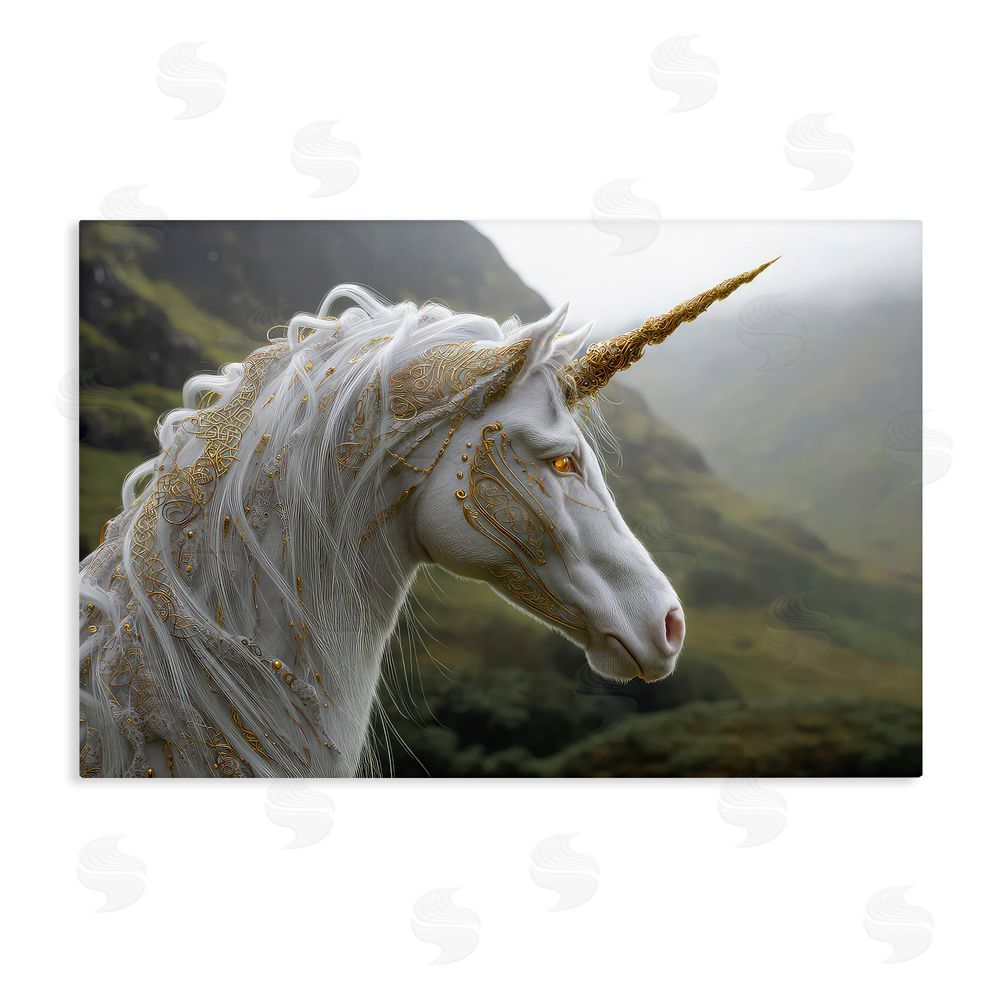 The Wands Want Ornate Celtic Unicorn Stretched Canvas Wall Art Print