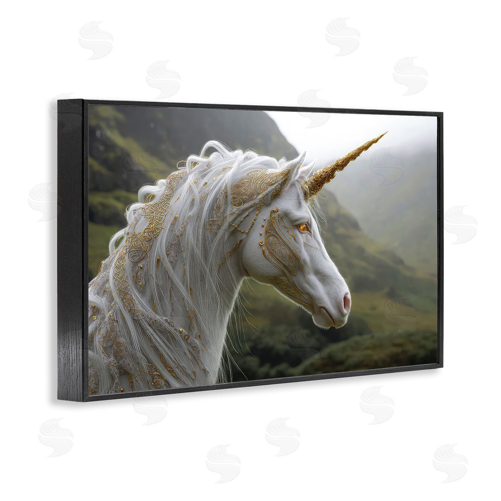 The Wands Want Ornate Celtic Unicorn Black Framed Giclee Wall Art Print