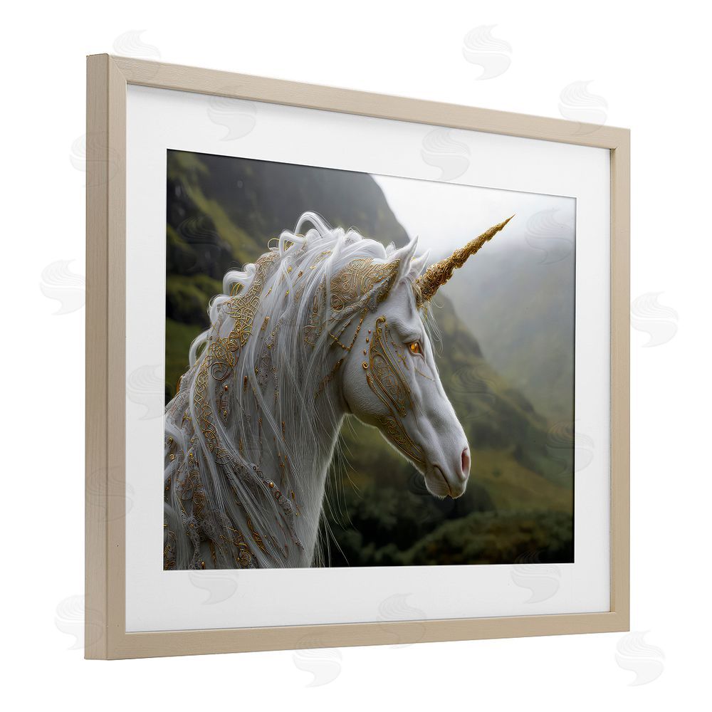The Wands Want Ornate Celtic Unicorn Brown Framed Print Under Glass Wall Art