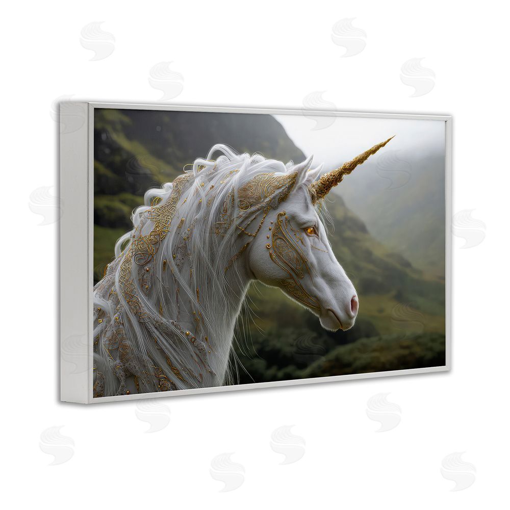 The Wands Want Ornate Celtic Unicorn White Framed Giclee Wall Art Print