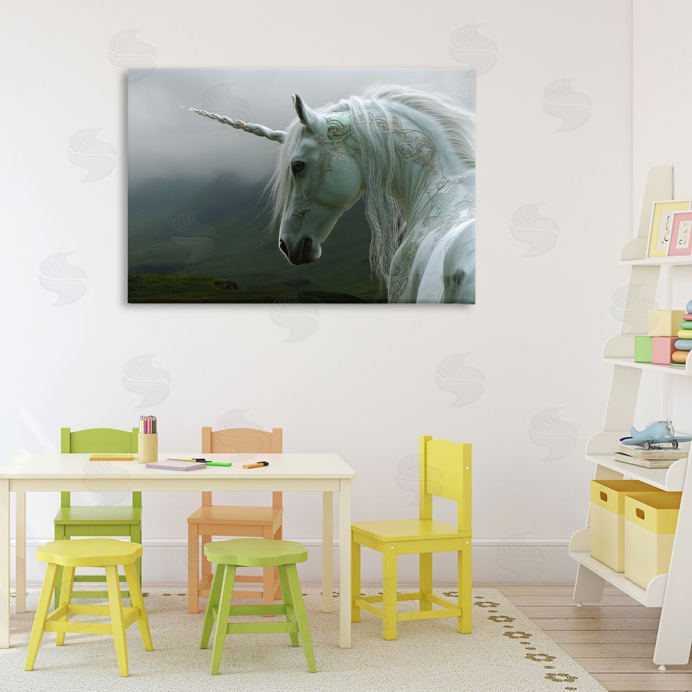 The Wands Want Dreamy Celtic Unicorn Stretched Canvas Wall Art in Room