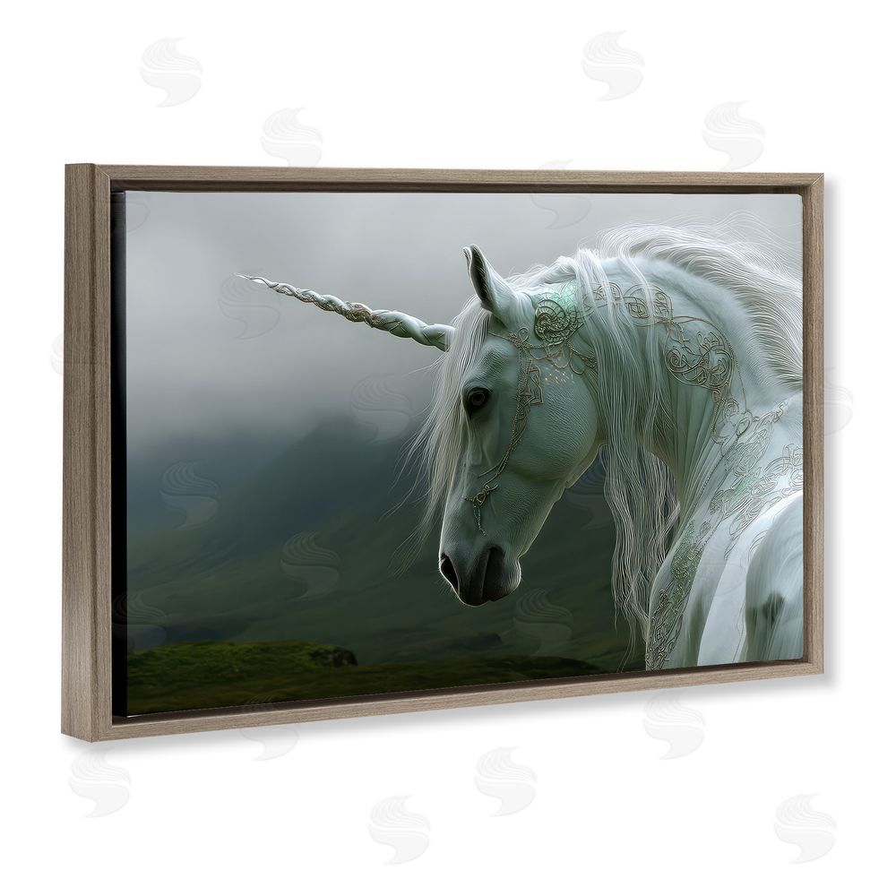 The Wands Want Dreamy Celtic Unicorn Brown Floating Frame Canvas Wall Art Print