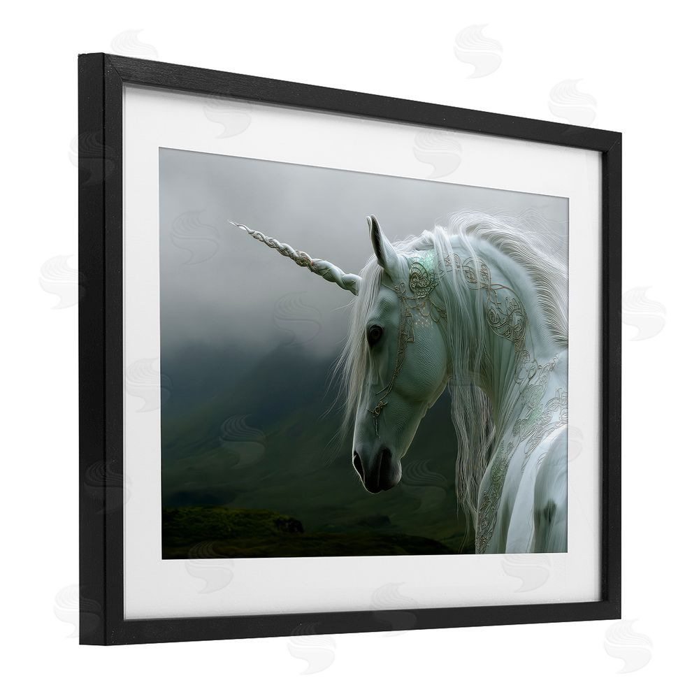The Wands Want Dreamy Celtic Unicorn Black Framed Print Under Glass Wall Art
