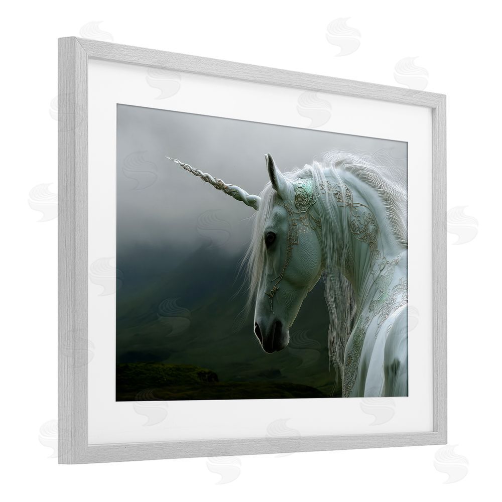 The Wands Want Dreamy Celtic Unicorn Gray Framed Print Under Glass Wall Art