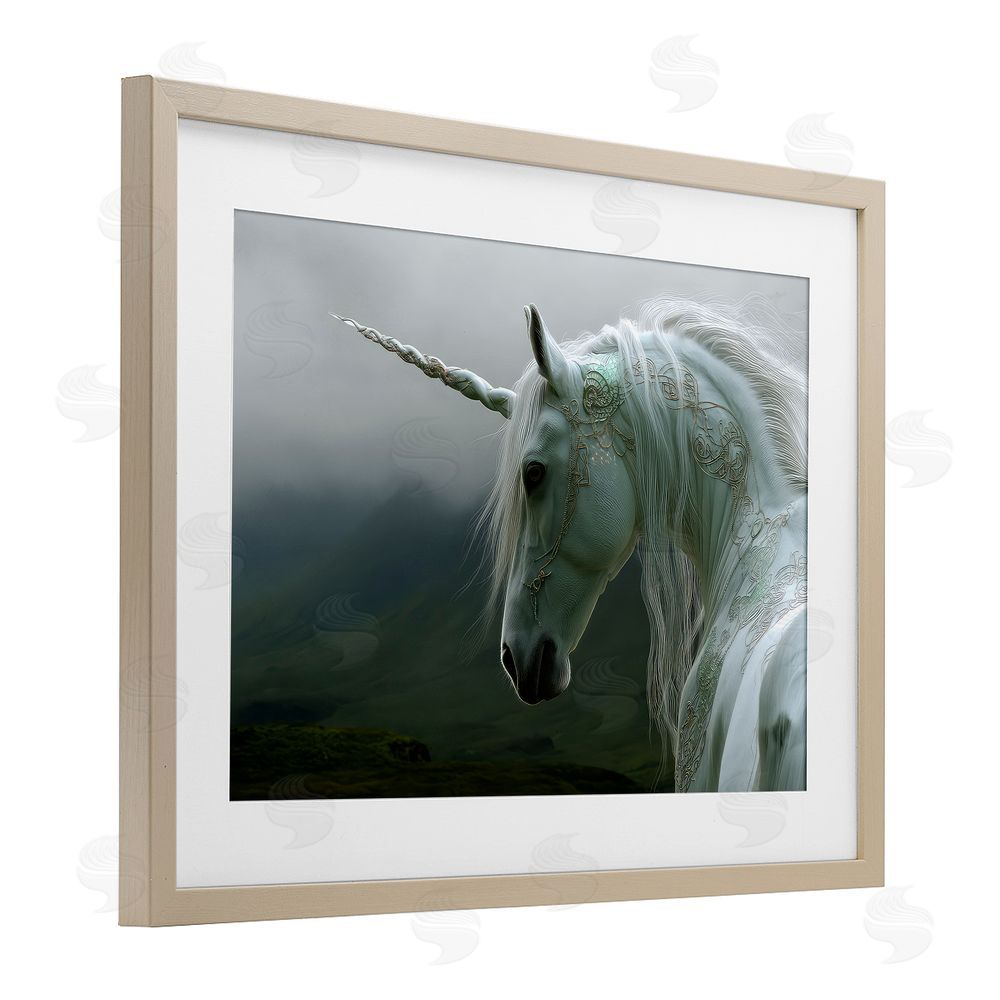 The Wands Want Dreamy Celtic Unicorn Brown Framed Print Under Glass Wall Art