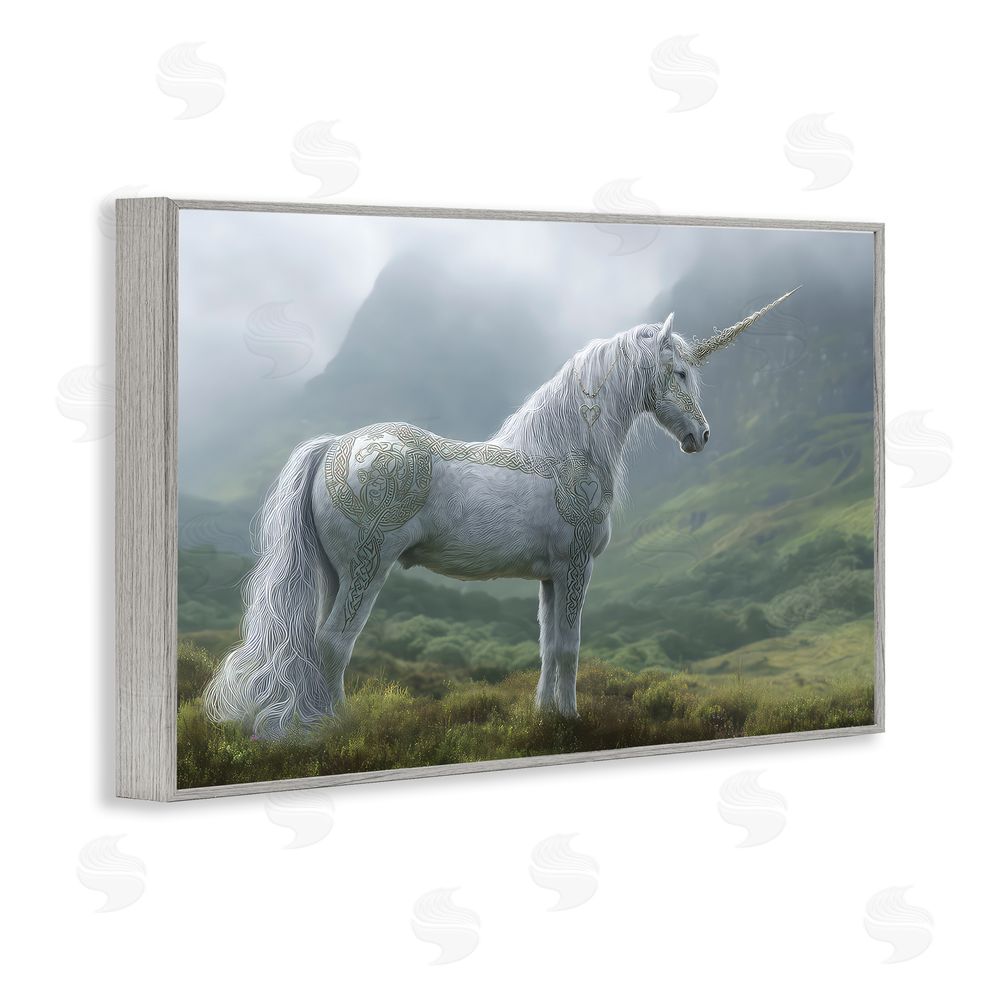 The Wands Want Elegant Celtic Unicorn Gray Framed Giclee Wall Art Print