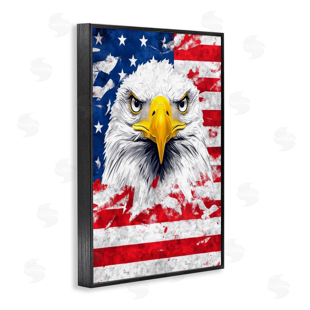 The Wands Want Patriotic Bald Eagle Flag Black Framed Giclee Wall Art Print